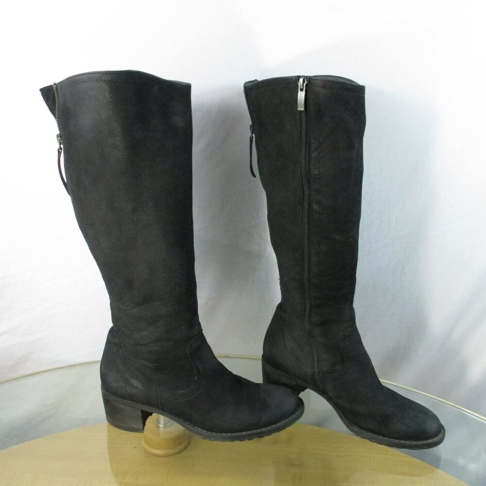 Paul Green Knee High Boots Black Suede Leather Zip Women's UK 4.5/ US Size 6.5
